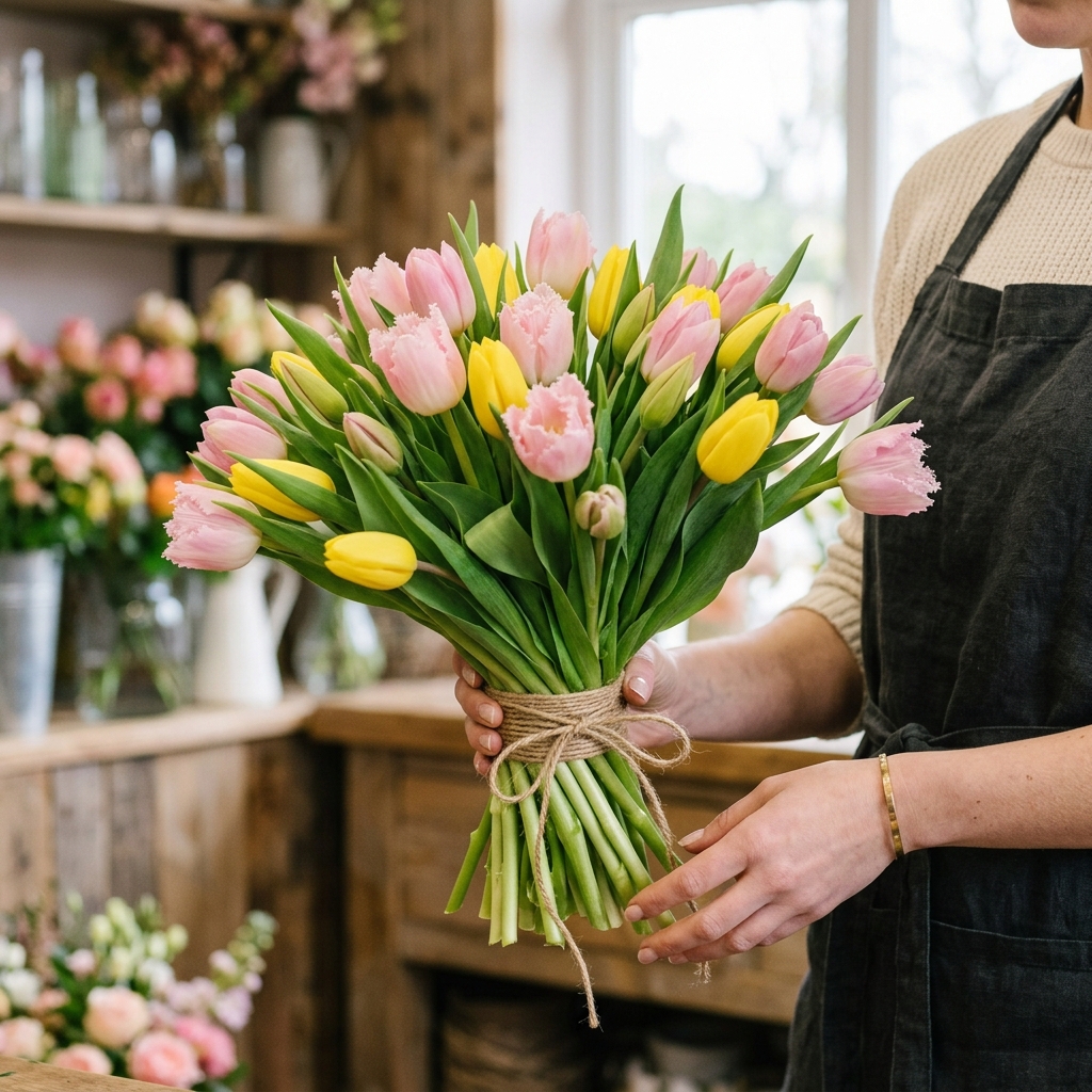 Seasonal Pastel Tulip Arrangement